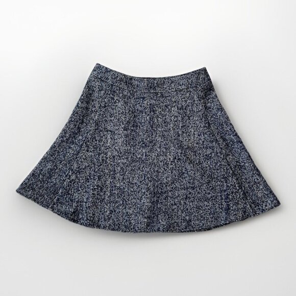 Ann Taylor Wool Blend Mini Skirt Womens Size 10 Navy Blue/Cream/White Tweed Fall - Picture 1 of 7